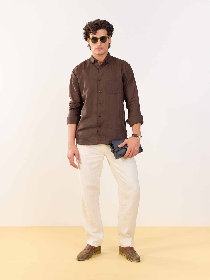 Brown Irish Linen Shirt