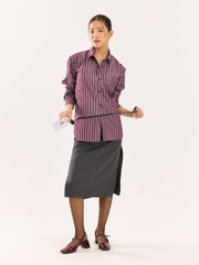 Burgundy Striped Poplin Shirt