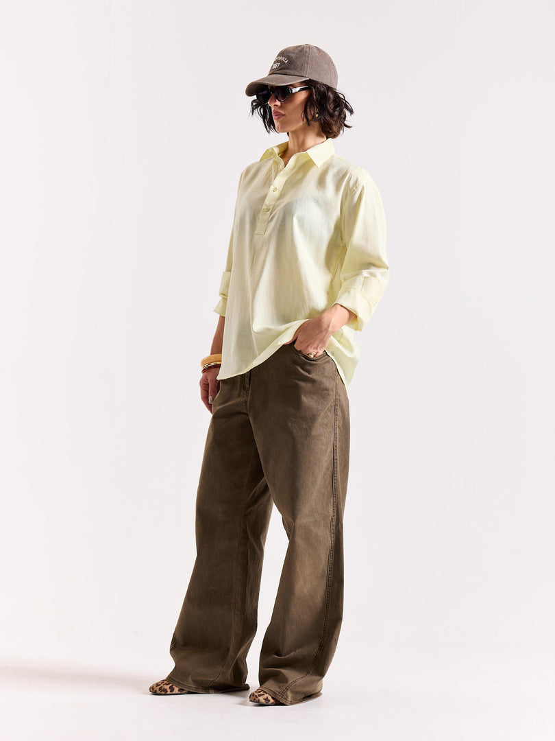 Light Yellow Linen Blend Pullover