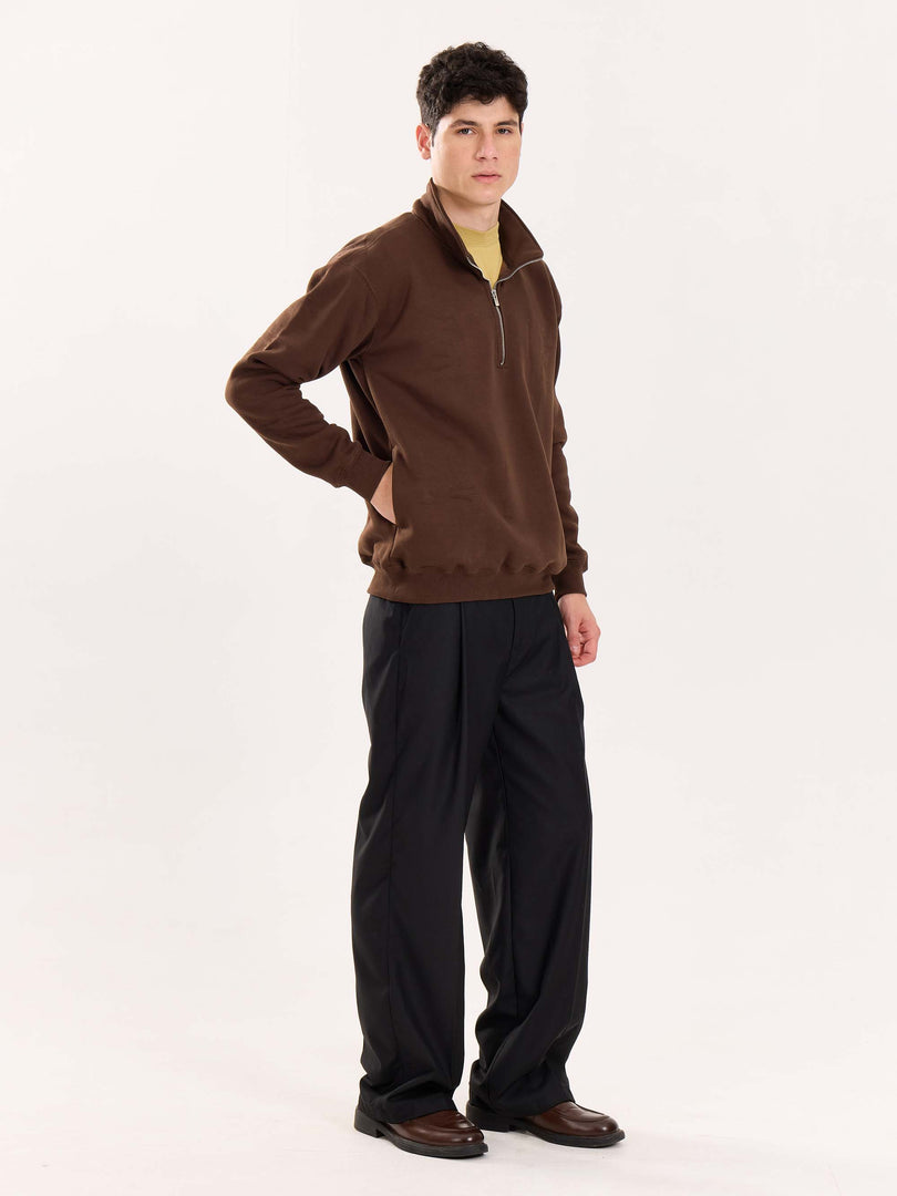 Dark Brown Quarter-Zip Sweatshirt