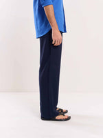 Load image into Gallery viewer, Navy Blue Linen Pull-on Pants
