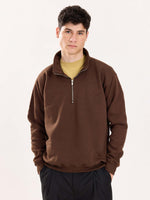 Load image into Gallery viewer, Dark Brown Quarter-Zip Sweatshirt
