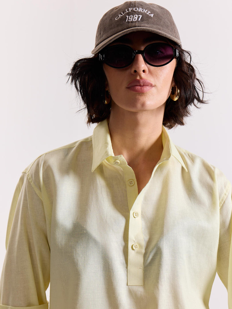 Light Yellow Linen Blend Pullover