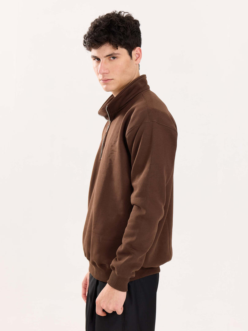 Dark Brown Quarter-Zip Sweatshirt
