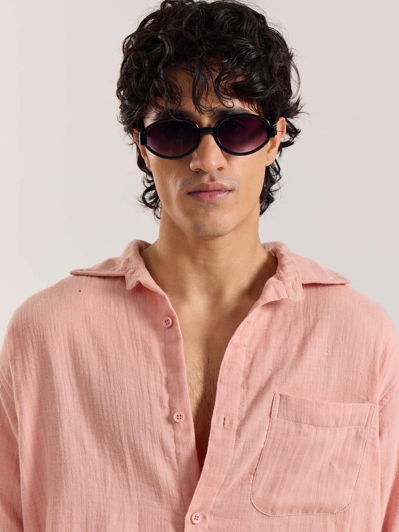 Salmon Pink Gauze Holiday Shirt