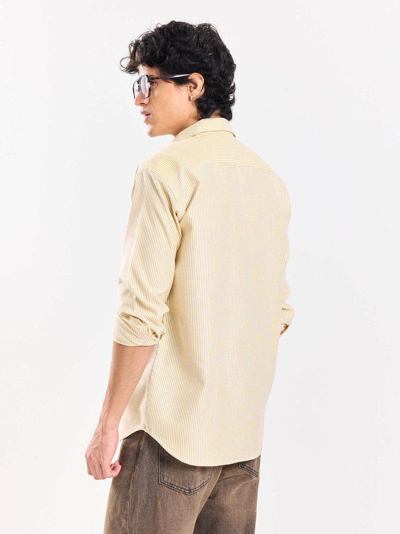 Relaxed Fit Mustard Striped Shirt