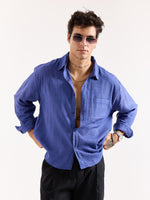 Load image into Gallery viewer, Royal Blue Seersucker Oversized Shirt