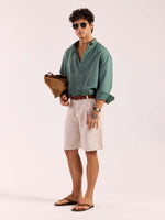 Load image into Gallery viewer, Sage Green Linen Cropped Shirt
