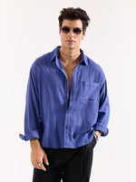 Load image into Gallery viewer, Royal Blue Seersucker Oversized Shirt