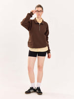 Load image into Gallery viewer, Dark Brown Quarter-Zip Sweatshirt
