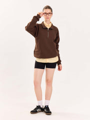 Dark Brown Quarter-Zip Sweatshirt