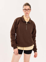 Load image into Gallery viewer, Dark Brown Quarter-Zip Sweatshirt
