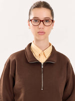 Load image into Gallery viewer, Dark Brown Quarter-Zip Sweatshirt
