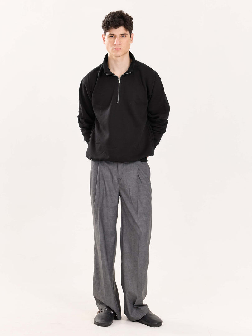 Black Quarter-Zip Sweatshirt