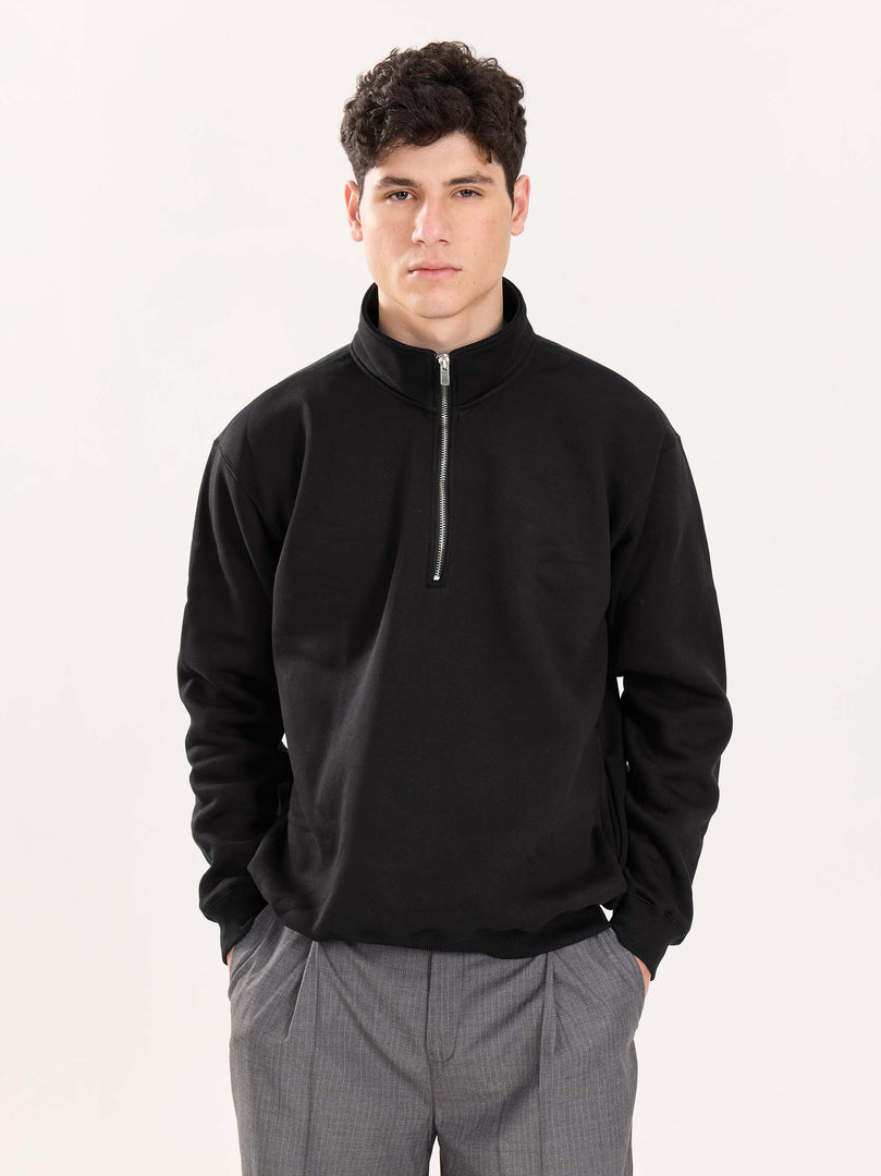 Black Quarter-Zip Sweatshirt