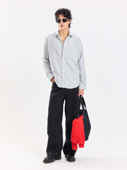 Relaxed Fit Black Striped Shirt