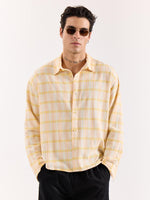 Load image into Gallery viewer, Yellow &amp; Pink Checked Textured Oversized Shirt