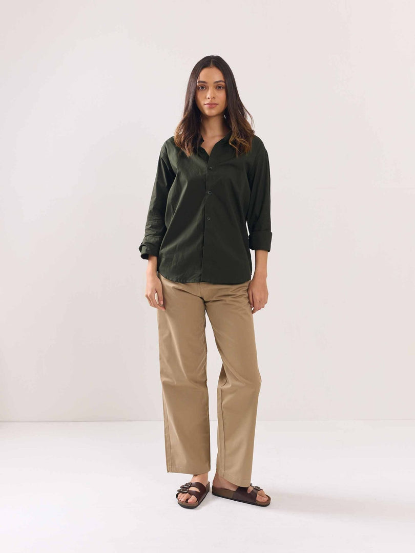 Dark Olive Poplin Shirt