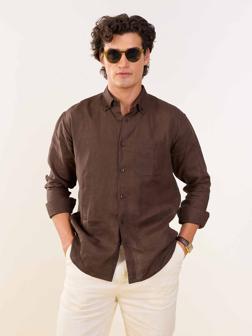 Brown Irish Linen Shirt