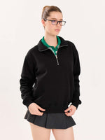 Load image into Gallery viewer, Black Quarter-Zip Sweatshirt
