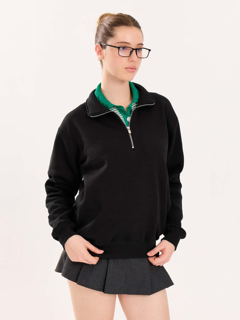 Black Quarter-Zip Sweatshirt