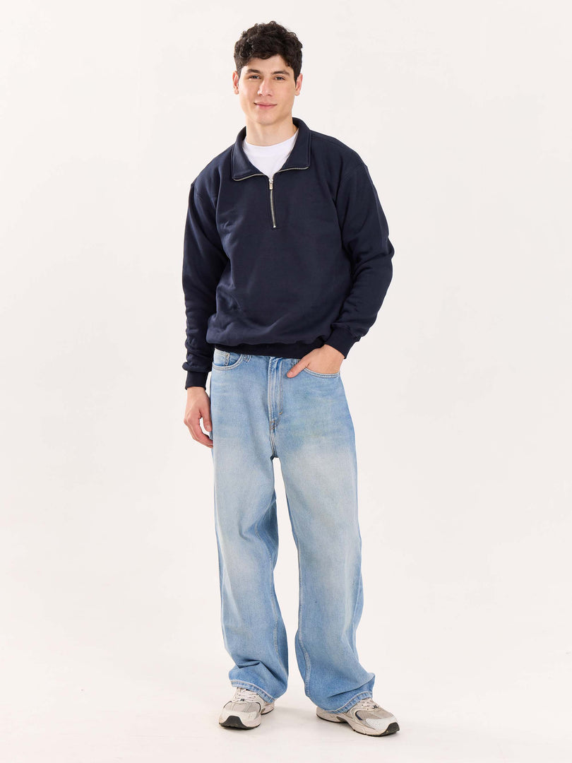 Dark Blue Quarter-Zip Sweatshirt