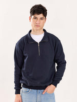 Load image into Gallery viewer, Dark Blue Quarter-Zip Sweatshirt
