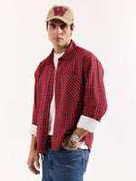 Load image into Gallery viewer, Red &amp; Black Checkered Seersucker Oversized Shirt