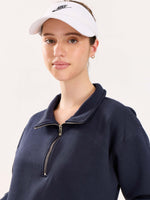 Load image into Gallery viewer, Dark Blue Quarter-Zip Sweatshirt
