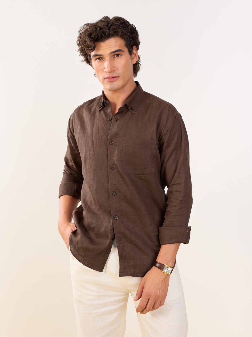 Brown Irish Linen Shirt