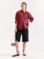 Load image into Gallery viewer, Red &amp; Black Checkered Seersucker Oversized Shirt