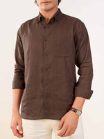 Load image into Gallery viewer, Brown Irish Linen Shirt
