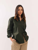 Load image into Gallery viewer, Dark Olive Poplin Shirt

