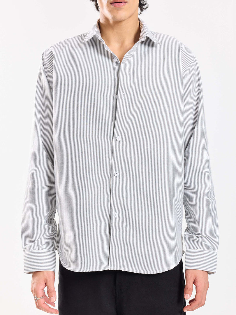 Relaxed Fit Black Striped Shirt