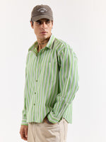 Load image into Gallery viewer, Light Green Striped Poplin Oversized Shirt