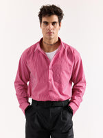 Load image into Gallery viewer, Cherry Red Pinstriped Poplin Oversized Shirt