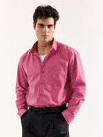 Load image into Gallery viewer, Cherry Red Pinstriped Poplin Oversized Shirt