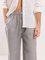 Load image into Gallery viewer, Light Grey Linen Pull-on Pants
