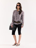 Load image into Gallery viewer, Coffee Brown &amp; White Striped Poplin Oversized Shirt