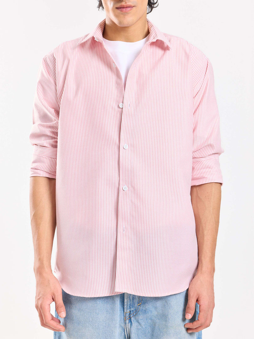 Relaxed Fit Pink Striped Shirt