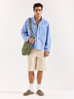 Load image into Gallery viewer, Mid Blue &amp; White Striped Poplin Oversized Shirt