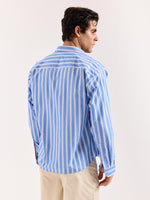 Load image into Gallery viewer, Mid Blue &amp; White Striped Poplin Oversized Shirt
