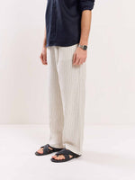 Load image into Gallery viewer, Pinstriped Linen Pull-on Pants
