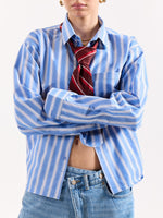 Load image into Gallery viewer, Mid Blue &amp; White Striped Poplin Oversized Shirt