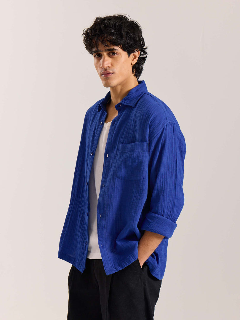 Royal Blue Gauze Holiday Shirt ( Pre-Order )
