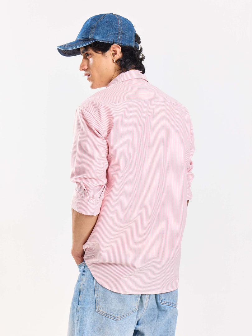 Relaxed Fit Pink Striped Shirt