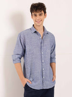 Load image into Gallery viewer, Navy Blue Striped Linen Shirt ( Pre-Order )
