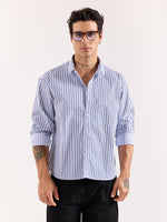 Load image into Gallery viewer, White &amp; Blue Striped Poplin Oversized Shirt