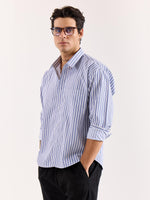 Load image into Gallery viewer, White &amp; Blue Striped Poplin Oversized Shirt