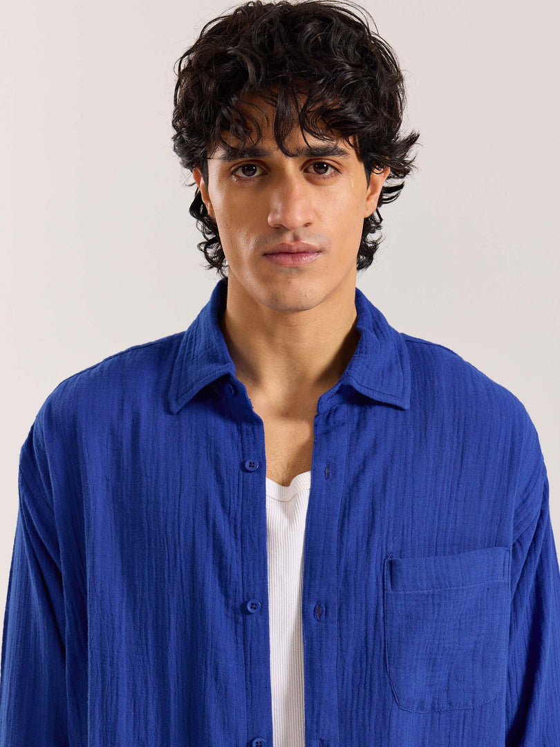 Royal Blue Gauze Holiday Shirt ( Pre-Order )